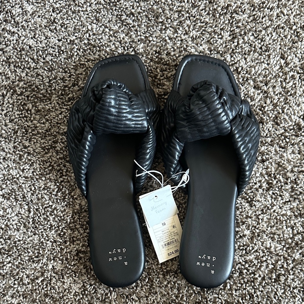 A New Day Black Slide Sandals